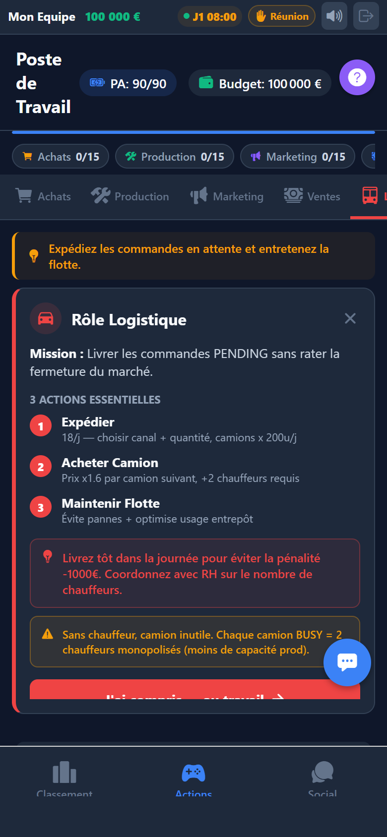 Console Logistique